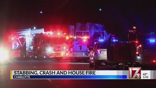 NC police investigating stabbing crash that sparked house fire [upl. by Atsok]