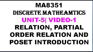 POSET AND RELATION INTRODUCTION IN TAMIL DISCRETE MATHEAMTICS UNIT5 VIDEO1 [upl. by Merle]