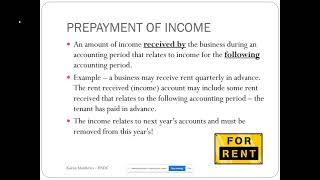 Accruals and Prepayments of INCOME A Level Accounting AQA [upl. by Atsirhcal196]