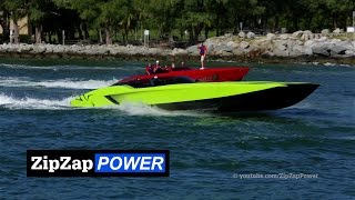 Green Lamborghini SV Boat  MTI 52 Catamaran SuperVeloce [upl. by Rheingold]