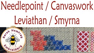 Leviathan  Smyrna stitch in needlepoint  canvaswork embroidery  Needlepoint video tutorial [upl. by Ailecnarf661]