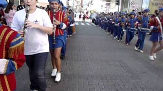 Desfile do aniversário de Blumenaujunção Banda Quintino Bocaiúva e Fanfarra Oscar Unbehaun [upl. by Roderica]