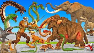 Death Run Sabre Tooth Vs Zombie Mammoth Dinosaur Tiger Snake Worm Giant Dragon Revolt Battle [upl. by Meador]