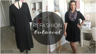 Refashion Tutorial  Convert a thrifted Mumu into a stylish fitted dress [upl. by Ingar560]