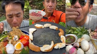 ASMR VANLONG VLOGS EATING SHOW yummy food mukbang ngontinhhay yellownoodlesoup babyeggs [upl. by Anyer]