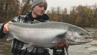 CENTERPINNING FALL STEELHEAD  NEW PB STEELHEAD [upl. by Tiraj]