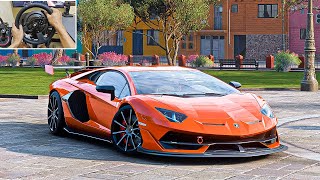 Lamborghini Aventador SVJ Forza Horizon 5 Steering Wheel Gameplay [upl. by Anirat606]