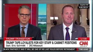 Senator Schmitt joins Tapper to discuss Senate Majority Leader Race President Trumps appointments [upl. by Akirej632]