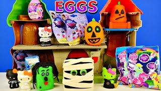 PLAY DOH Surprise Eggs Halloween Shopkins Littlest Pet Shop My Little Pony Zelfs Hello Kitty Minis [upl. by Fabrianne]