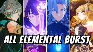 Genshin Impact  All Characters ELEMENTAL BURST Animations 4 amp 5Stars [upl. by Ettenauq875]