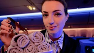 ASMR  Luxury International Flight Attendant Experience  Overnight Flight [upl. by Grover303]