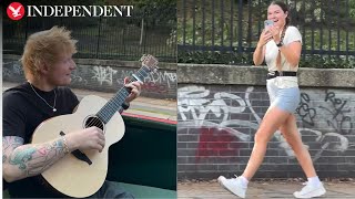 Ed Sheeran serenades passing jogger while filming music video on canal boat [upl. by Spragens762]