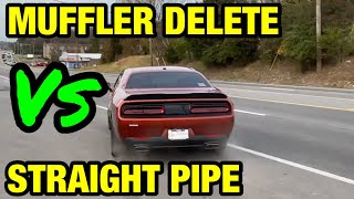 Dodge Challenger RT 57L HEMI V8 MUFFLER DELETE Vs STRAIGHT PIPE [upl. by Georgianne376]