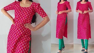 Casual wear Kurti Cutting amp Stitching Very Easily  KurtiSuit cutting stitching for beginners [upl. by Noreg]