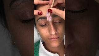 Waxing between the eyebrows and eyebrow wax pink gum with juliedesignermc [upl. by Norri]