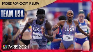 Team USA smashes WORLD RECORD by over a FULL SECOND in mixed 4x400 relay heat  Paris Olympics [upl. by Quackenbush]