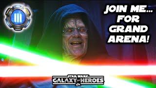 SWGOH LIVE Grand Arena with NOOCH 2 Emperor Plus Roster Reviews or whatever [upl. by Aietal965]