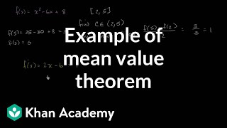 Mean value theorem example polynomial  Existence theorems  AP Calculus AB  Khan Academy [upl. by Yolanda408]