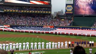 ATL Braves opening day Elizabeth Cook singing National Anthem Jets Fly over 2011 [upl. by Queena]