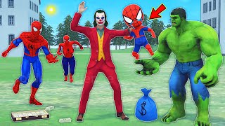 team spider man vs bad guy joker ► Joker kidnaps kid Spiderman to Hulk  funny horror animation [upl. by Ivor5]