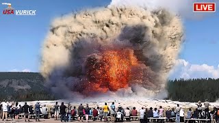 Horrible 1 hour ago hot water volcano in Yellowstone park erupts causing panic among US residents [upl. by Katinka812]