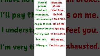 Normal Phrase Vs Idiomatic Phrase english englishgrammar idioms phrases shorts englishacademy [upl. by Krall]