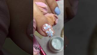 Diseño con esmalte semipermanente y painting gel Flor  nails nailart nailtutorial nailstyle [upl. by Chadburn]