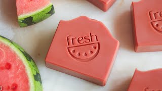 Homemade watermelon soap🍉 A natural summer soap recipe☀️ [upl. by Ydniw]