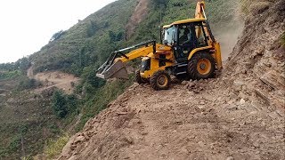 JCB BackhoeOperator Covered With DustMakes Remote Hill Track [upl. by Spence288]