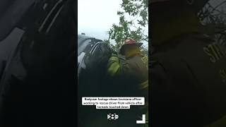 Bodycam video shows Louisiana officer work to rescue driver from vehicle after tornado touched down [upl. by Aneehsor]