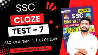 SSC  CLOZE TEST  7  KIRAN PUBLICATION  PREVIOUS YEAR  16950 [upl. by Aicrag]