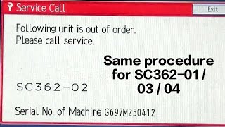 Ricoh MP C2003 2004 IM C2000 How to fix SC36201 SC36202 SC36203 or SC36204 error code [upl. by Teresita]