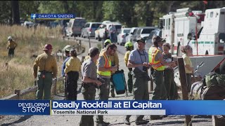 Climber Dies After Rockfall At Yosemite National Park [upl. by Heydon]