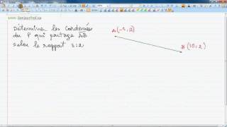 Secondaire 4 CST Québec  32 Géométrie analytique point de partage [upl. by Matheny]