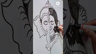 Half ganesha amp Half maa Lakshmi drawing viral shortviral art drawing [upl. by Vladamir545]