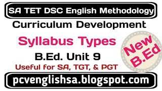 Curriculum 007 Syllabus Types I Unit 9 Curriculum Development I AP New SA English methodology DSC [upl. by O'Brien]