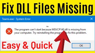 How to Fix All DLL Files Missing Error in Windows 1087 PC for FREE  Easily amp Quick Way [upl. by Catina]