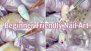 EASY NAIL ART FOR BEGINNERS  10 Nail Designs  Pro amp DIY Nail Products [upl. by Onairotciv959]