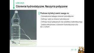 Fizyka  klasa 7  Ciśnienie hydrostatyczne Naczynia połączone [upl. by Merissa]