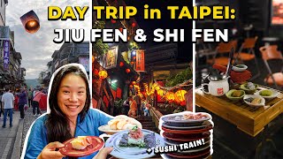 Spirited Away Town in Taiwan Jiufen Shifen Day Trip amp Sushi Train  Taipei Travel Vlog 🇹🇼 台灣旅行 [upl. by Najram]