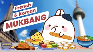 Funny Cartoon MUKBANG  Testing French and Korean Food 🤤 [upl. by Oloap349]