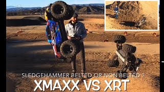 Traxxas Xmaxx VS XRT both with Sledgehammers 1 belted 1 non belted I Hit A kid With The Xmaxx [upl. by Atnoed]