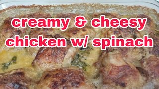 Creamy and Cheesy Chicken with Spinach cooking food easyrecipe yummy chicken leteciaamahan [upl. by Virgie29]