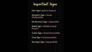 Important Signs in Medicine neetpg fmge study [upl. by Anailuig7]