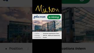 MICRON HIRING GRADUATESFRESHERS CAN APPLY [upl. by Him86]