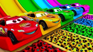 TRANSPORTING PIXAR CARS amp FRUITS WITH COLORED amp JOHN DEERE vs CLAAS vs TRACTORS  BeamNGdrive [upl. by Maice]