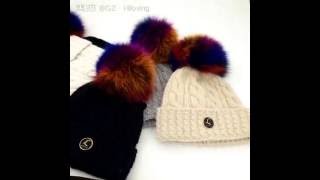 Warm wool knitted hat with beautiful big fox fur pom pom [upl. by Dee Dee264]