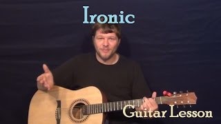 Ironic Alanis Morissette Easy Guitar Lesson Strum Chord How to Play Tutorial Capo 4th [upl. by Ebarta939]