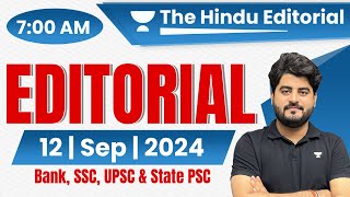 12 September 2024  The Hindu Analysis  The Hindu Editorial  Editorial by Vishal sir  Bank  SSC [upl. by Edik]