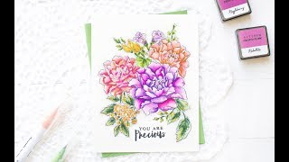 How To Watercolor Stamped Floral Images w ZIG Clean Color Real Brush Pens [upl. by Palumbo]